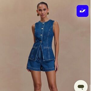 Meshki Blue Denim Sleeveless Set